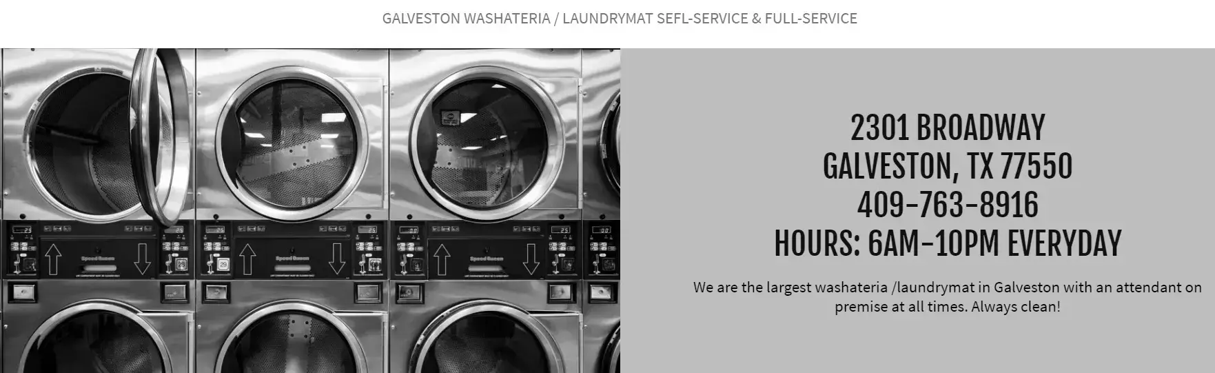 Galveston Washateria Laundrymat location